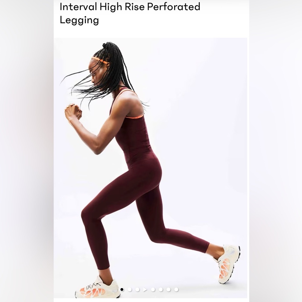 Maroon Athleta Interval High Rise Perforated Leggings NWOT never worn XS